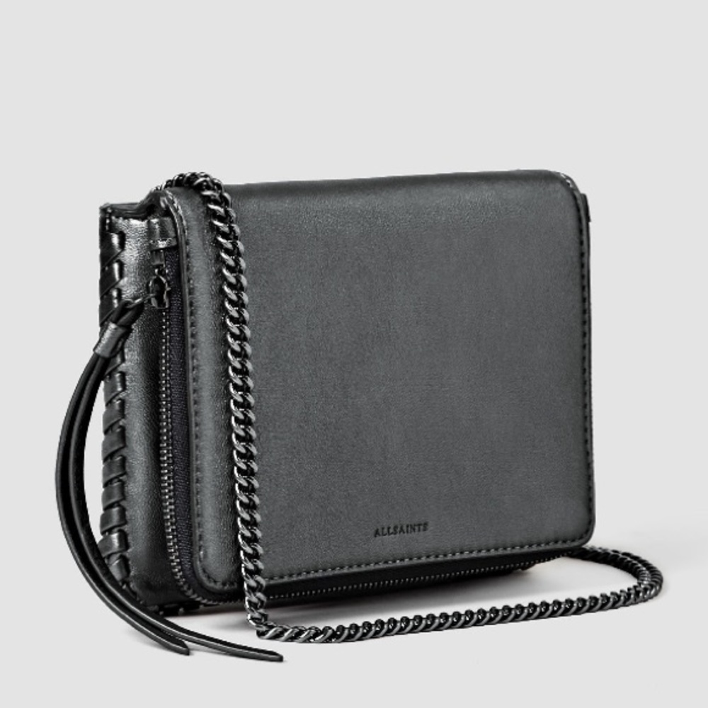 new All Saints Club mini crossbody 100% leather